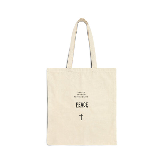 3 Steps to Peace Christian Canvas Tote Bag — Faith-Inspired Cotton Carryall