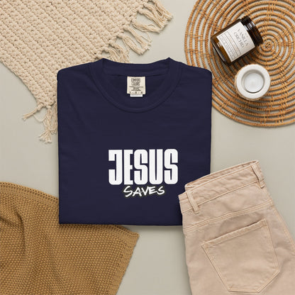 Jesus Saves Garment-Dyed T-Shirt — Faith-Based Christian Tee