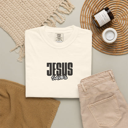 Jesus Saves T-Shirt — Minimal Christian Faith Graphic Tee