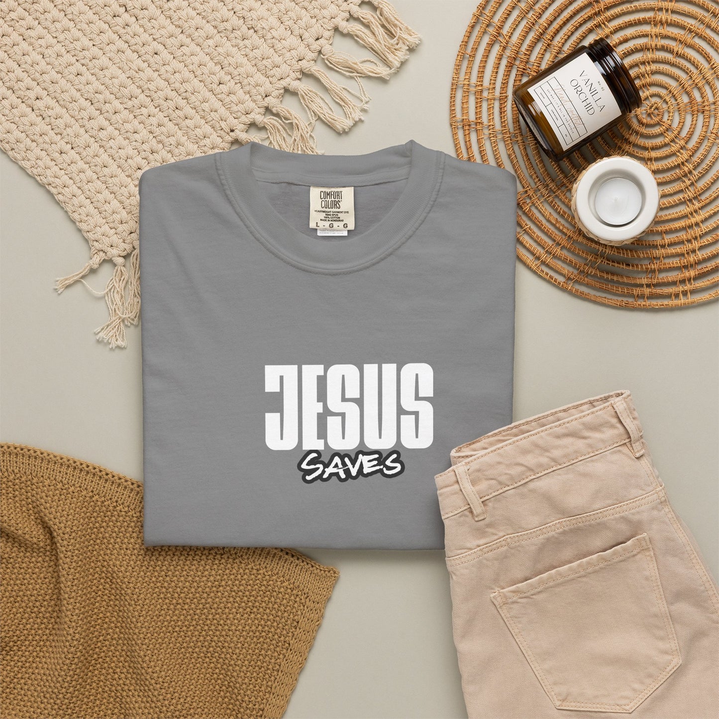 Jesus Saves Garment-Dyed T-Shirt — Faith-Based Christian Tee