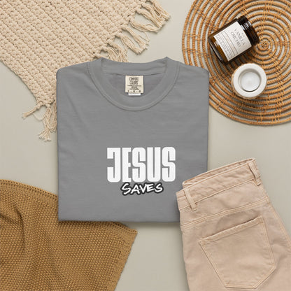 Jesus Saves Garment-Dyed T-Shirt — Faith-Based Christian Tee