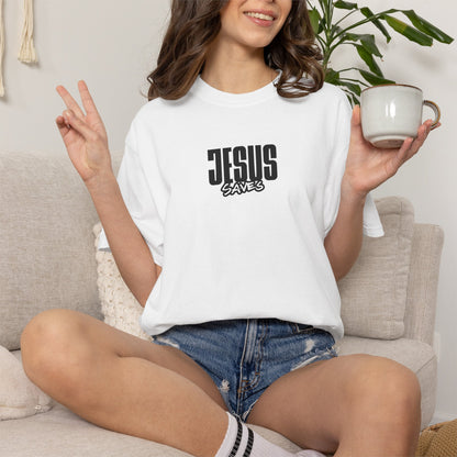 Jesus Saves T-Shirt — Minimal Christian Faith Graphic Tee