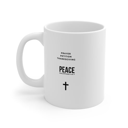 3 Steps to Peace Coffee Mug — Christian Faith Coffee Cup (Prayer • Petition • Thanksgiving)