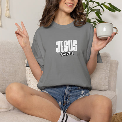 Jesus Saves Garment-Dyed T-Shirt — Faith-Based Christian Tee