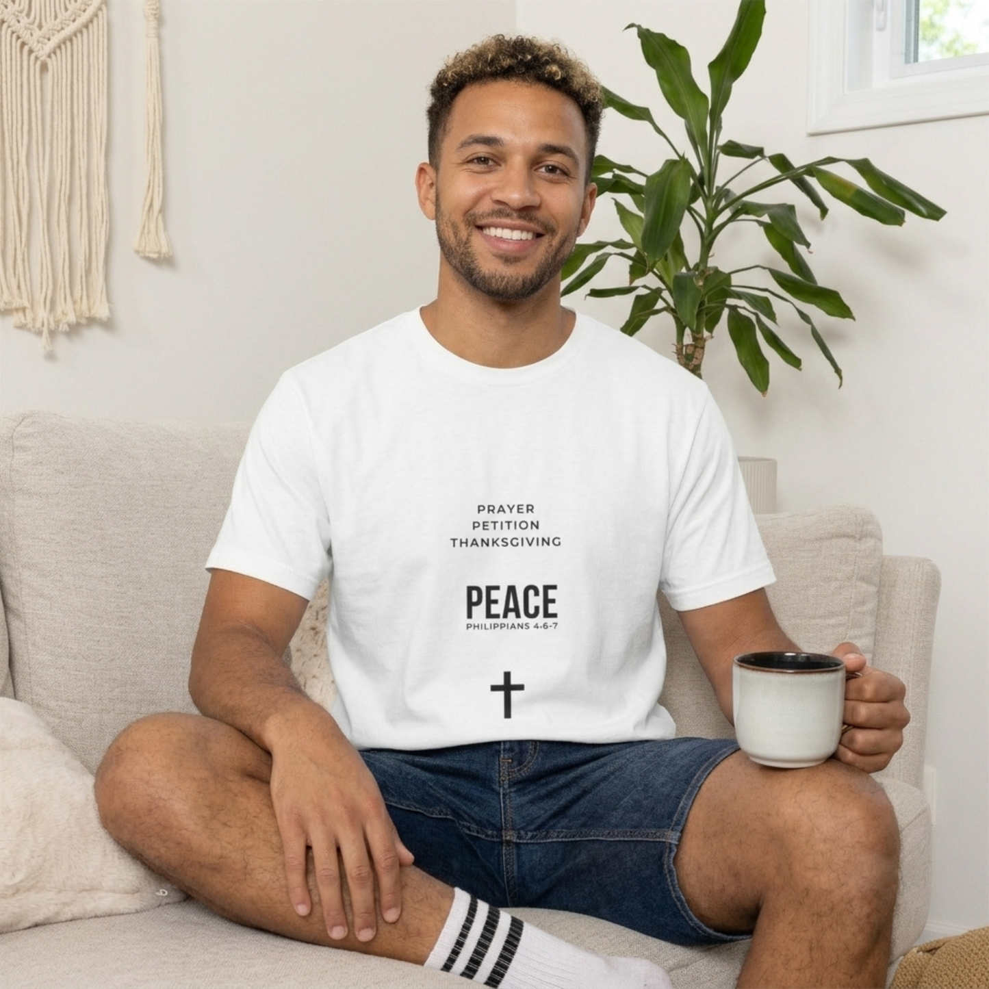 3 Steps to Peace Cross T-Shirt — Minimal Christian Text Tee
