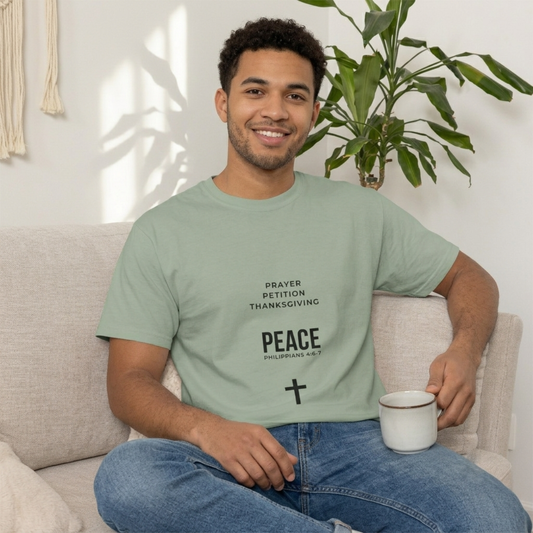 3 Steps to Peace Cross T-Shirt — Minimal Christian Text Tee