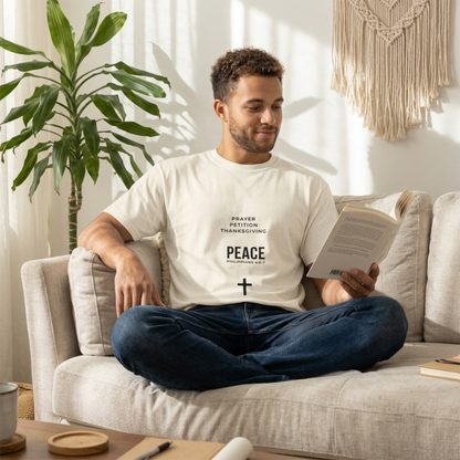 3 Steps to Peace Cross T-Shirt — Minimal Christian Text Tee
