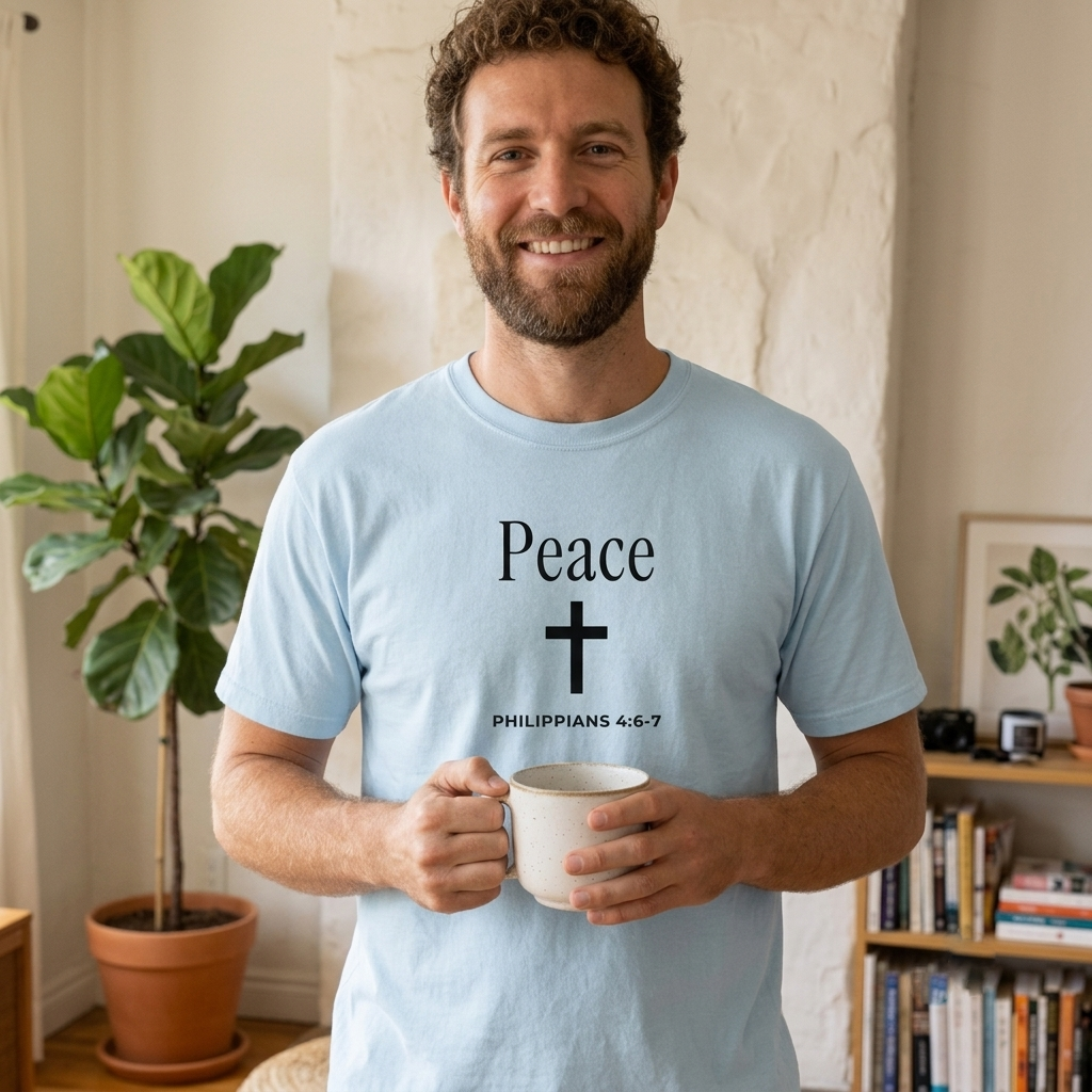 Peace Cross T-Shirt — Comfort Colors® Christian Faith Tee (Philippians 4:7)