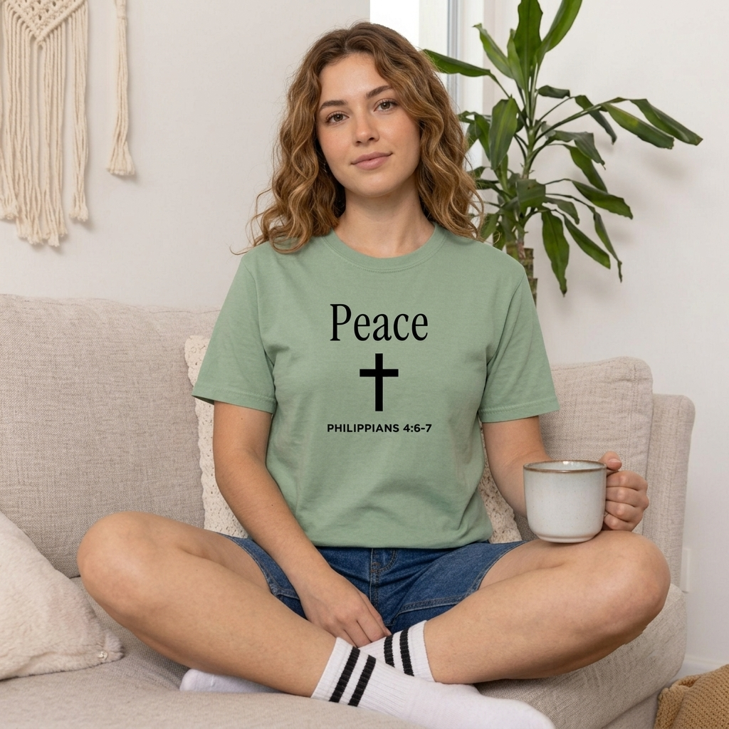 Peace Cross T-Shirt — Comfort Colors® Christian Faith Tee (Philippians 4:7)