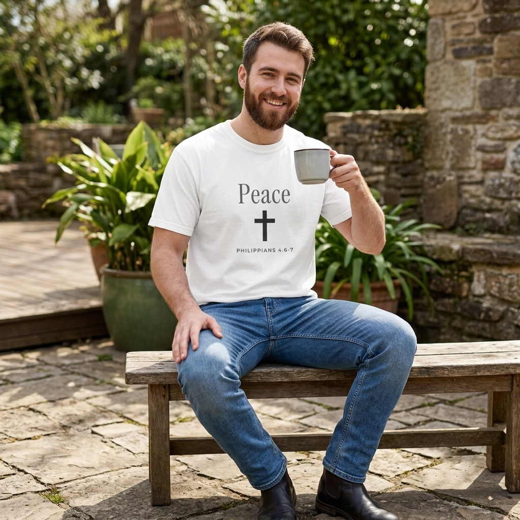 Peace Cross T-Shirt — Comfort Colors® Christian Faith Tee (Philippians 4:7)