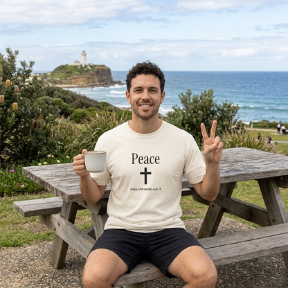 Peace Cross T-Shirt — Comfort Colors® Christian Faith Tee (Philippians 4:7)
