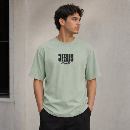 Jesus Saves T-Shirt — Minimal Christian Faith Graphic Tee