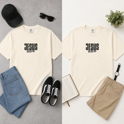 Jesus Saves T-Shirt — Minimal Christian Faith Graphic Tee