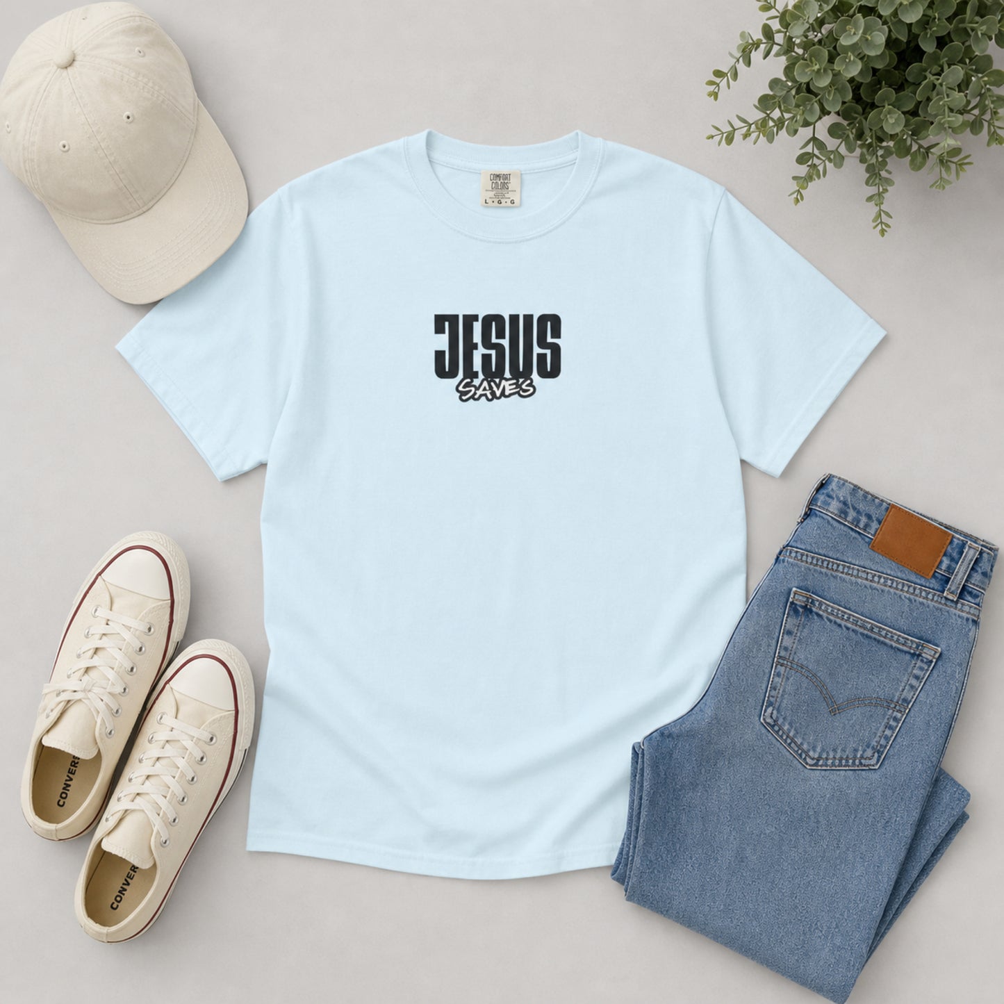 Jesus Saves T-Shirt — Minimal Christian Faith Graphic Tee