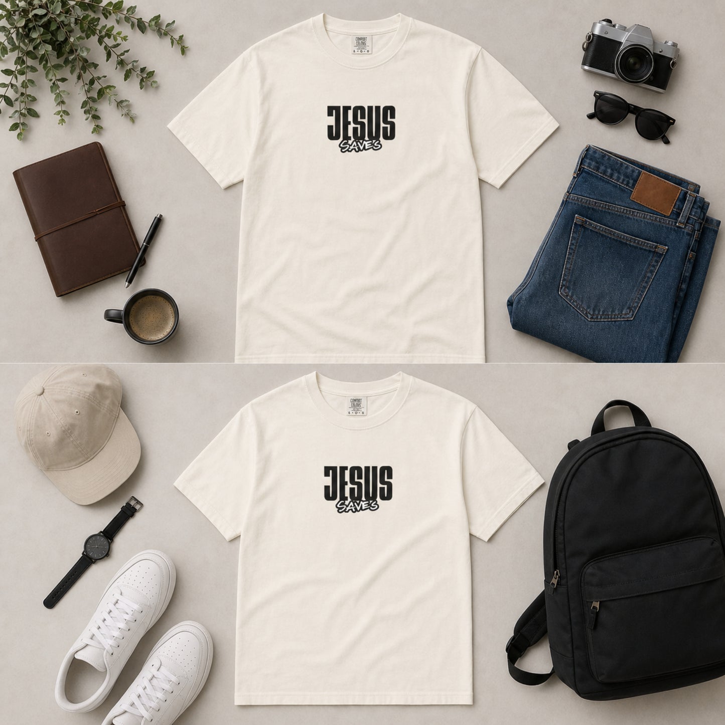 Jesus Saves T-Shirt — Minimal Christian Faith Graphic Tee