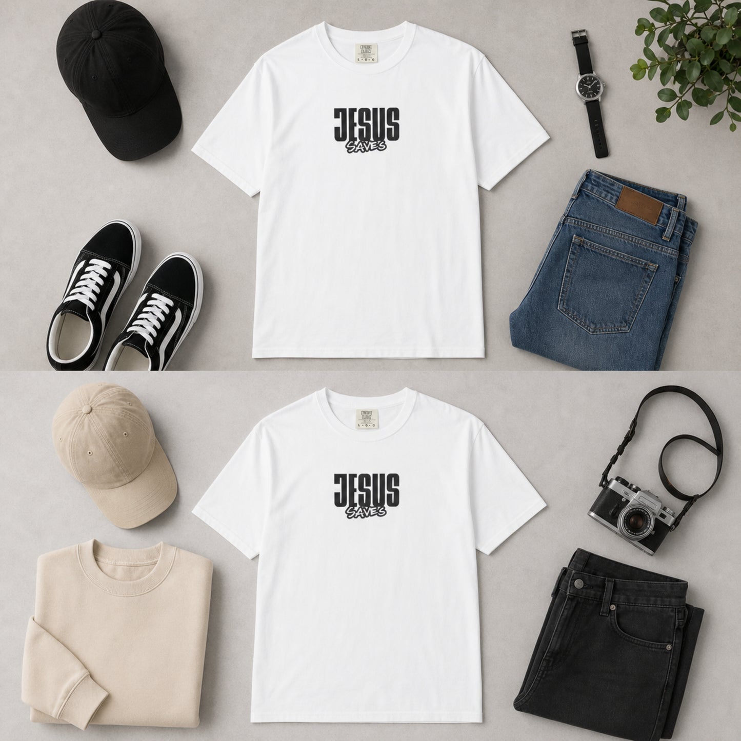 Jesus Saves T-Shirt — Minimal Christian Faith Graphic Tee
