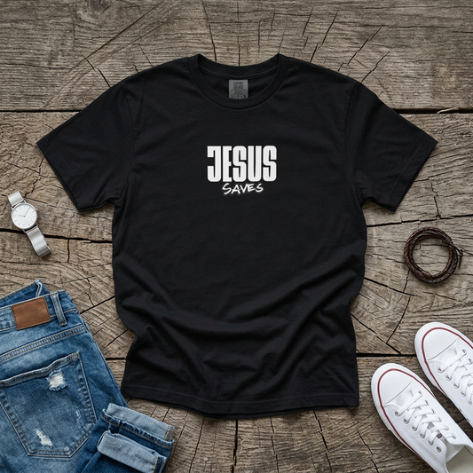 Jesus Saves Garment-Dyed T-Shirt — Faith-Based Christian Tee