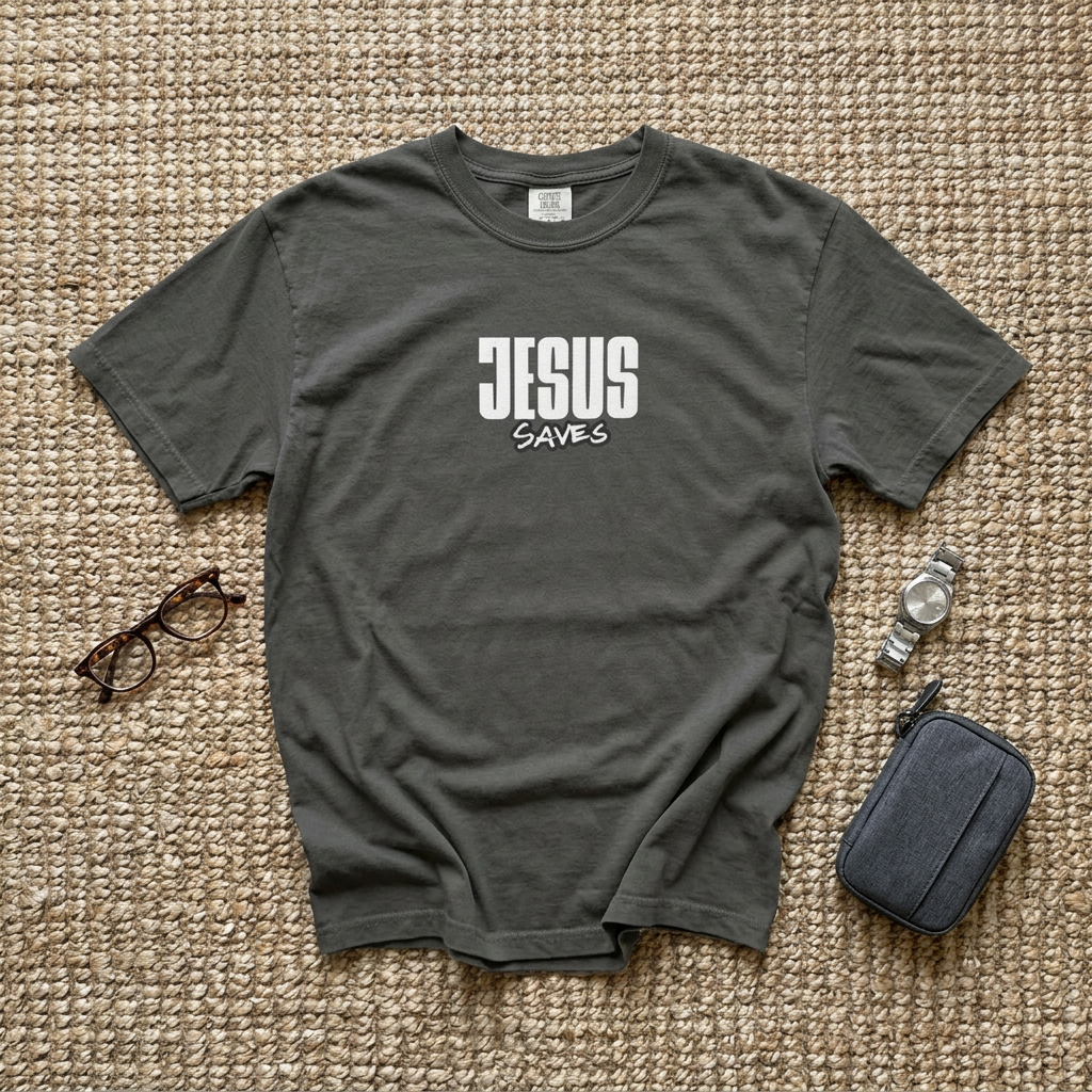 Jesus Saves Garment-Dyed T-Shirt — Faith-Based Christian Tee