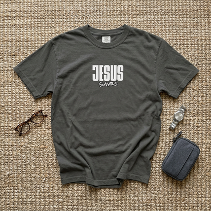Jesus Saves Garment-Dyed T-Shirt — Faith-Based Christian Tee