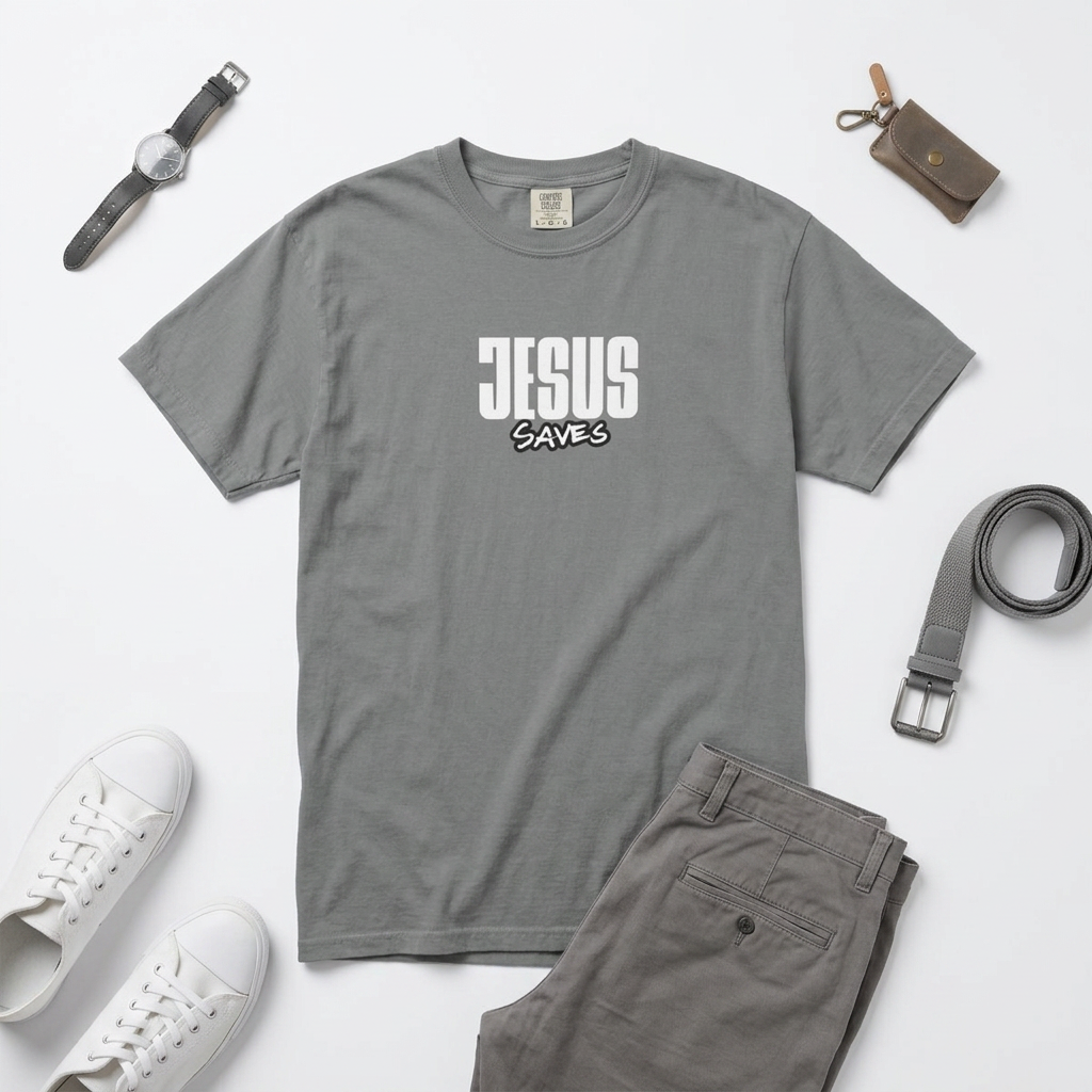 Jesus Saves Garment-Dyed T-Shirt — Faith-Based Christian Tee