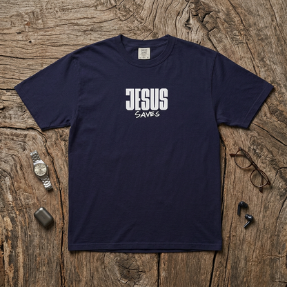 Jesus Saves Garment-Dyed T-Shirt — Faith-Based Christian Tee