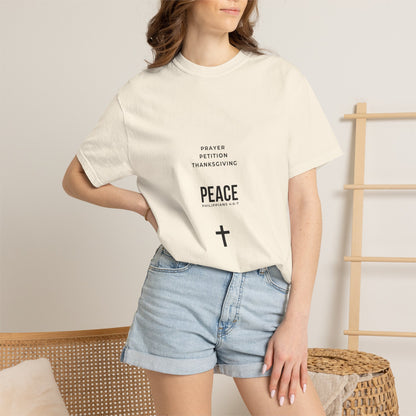 3 Steps to Peace Cross T-Shirt — Minimal Christian Text Tee