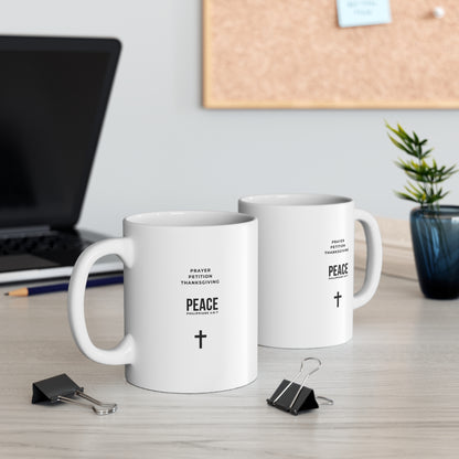 3 Steps to Peace Coffee Mug — Christian Faith Coffee Cup (Prayer • Petition • Thanksgiving)