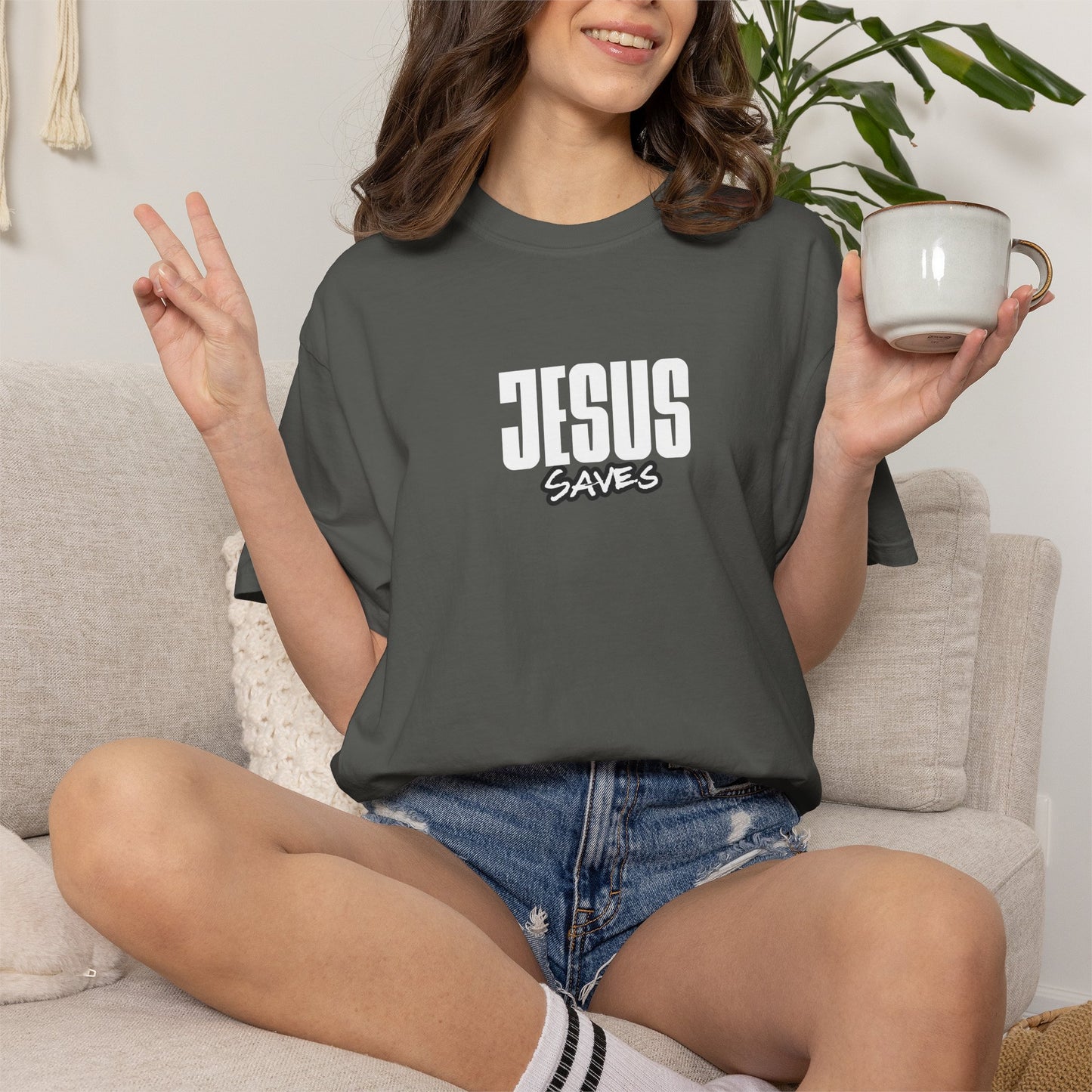 Jesus Saves Garment-Dyed T-Shirt — Faith-Based Christian Tee