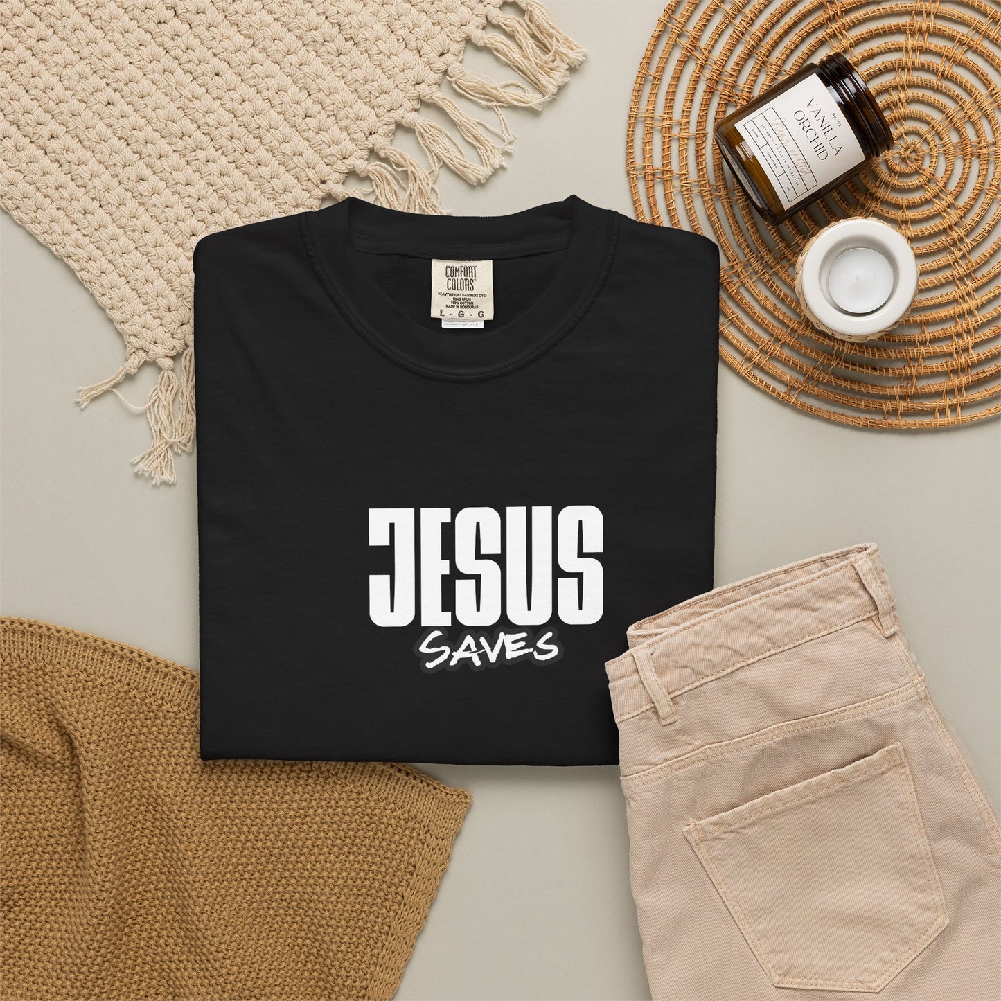 Jesus Saves Garment-Dyed T-Shirt — Faith-Based Christian Tee