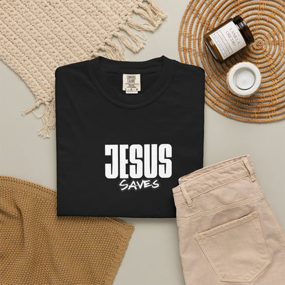 Jesus Saves Garment-Dyed T-Shirt — Faith-Based Christian Tee