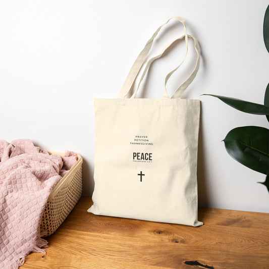 3 Steps to Peace Christian Canvas Tote Bag — Faith-Inspired Cotton Carryall