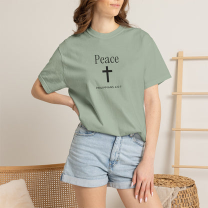 Peace Cross T-Shirt — Comfort Colors® Christian Faith Tee (Philippians 4:7)