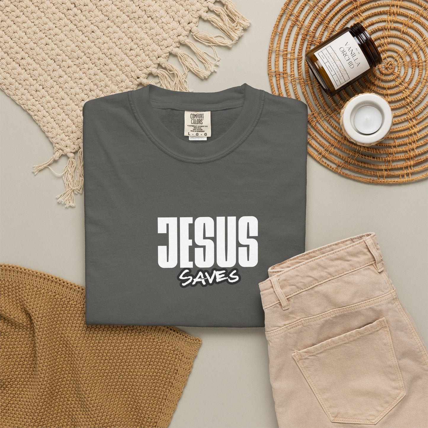 Jesus Saves Garment-Dyed T-Shirt — Faith-Based Christian Tee