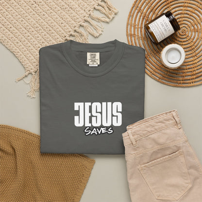 Jesus Saves Garment-Dyed T-Shirt — Faith-Based Christian Tee