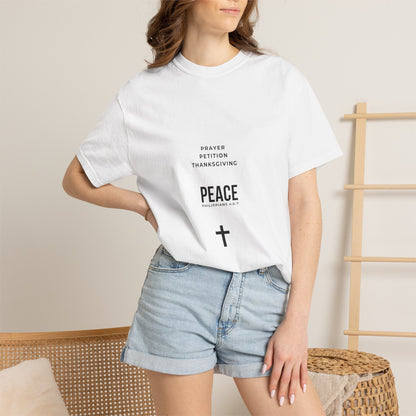 3 Steps to Peace Cross T-Shirt — Minimal Christian Text Tee