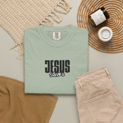 Jesus Saves T-Shirt — Minimal Christian Faith Graphic Tee