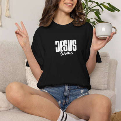 Jesus Saves Garment-Dyed T-Shirt — Faith-Based Christian Tee