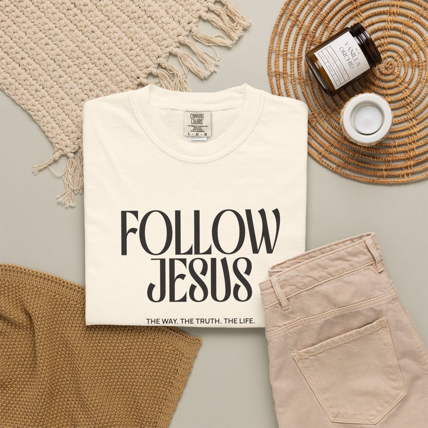 Follow Jesus Tee — Christian Faith T-Shirt with Cross & John 14:6