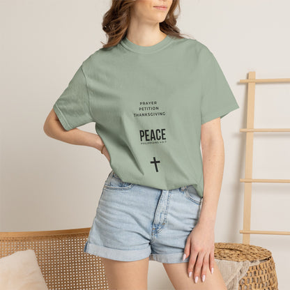3 Steps to Peace Cross T-Shirt — Minimal Christian Text Tee
