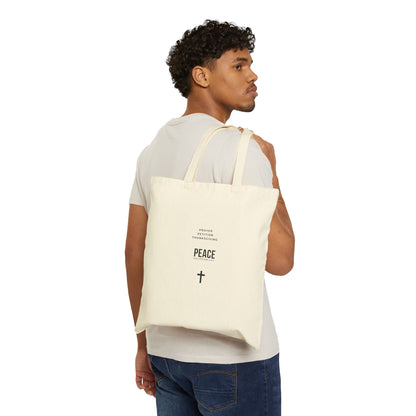3 Steps to Peace Christian Canvas Tote Bag — Faith-Inspired Cotton Carryall