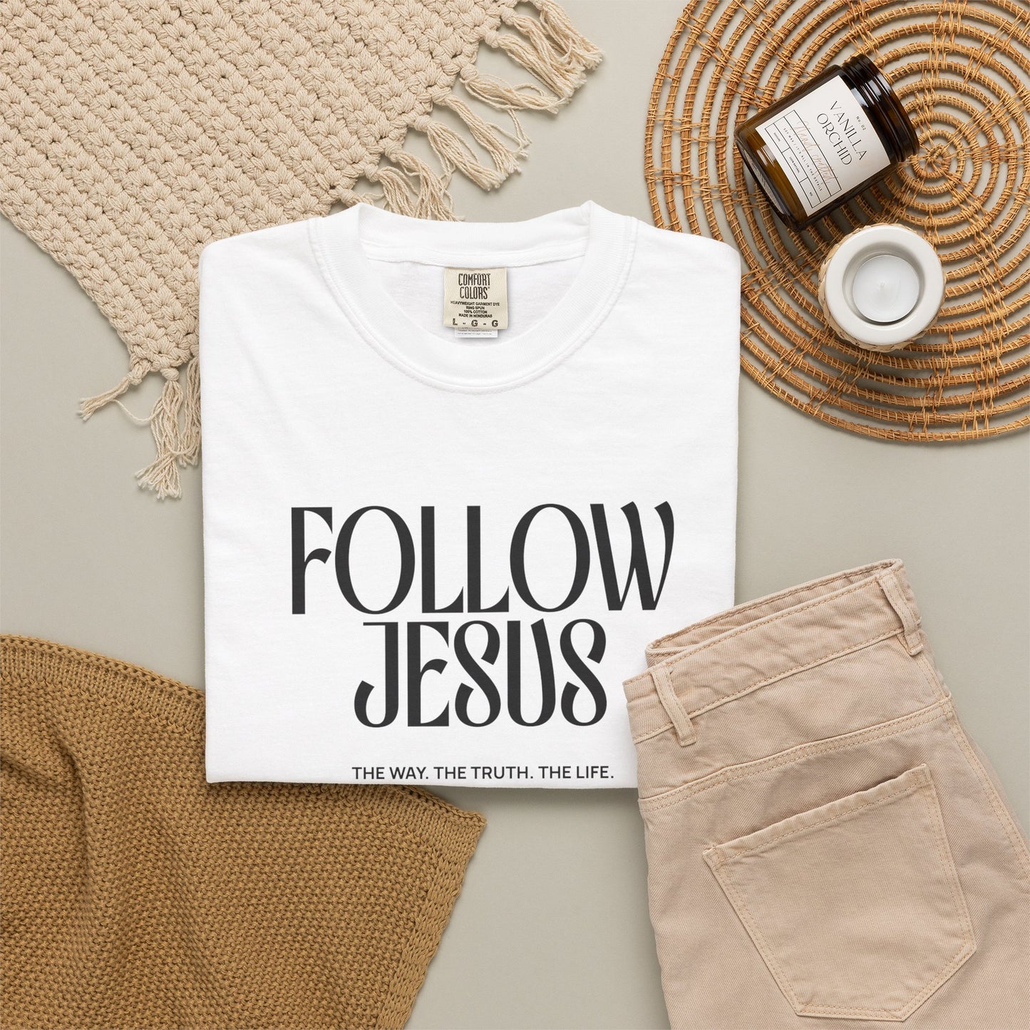 Follow Jesus Tee — Christian Faith T-Shirt with Cross & John 14:6